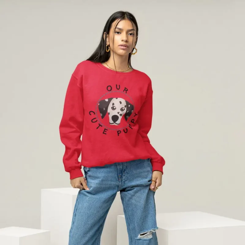 Dalmatian sweatshirt mockup of a woman wearing ripped jeans