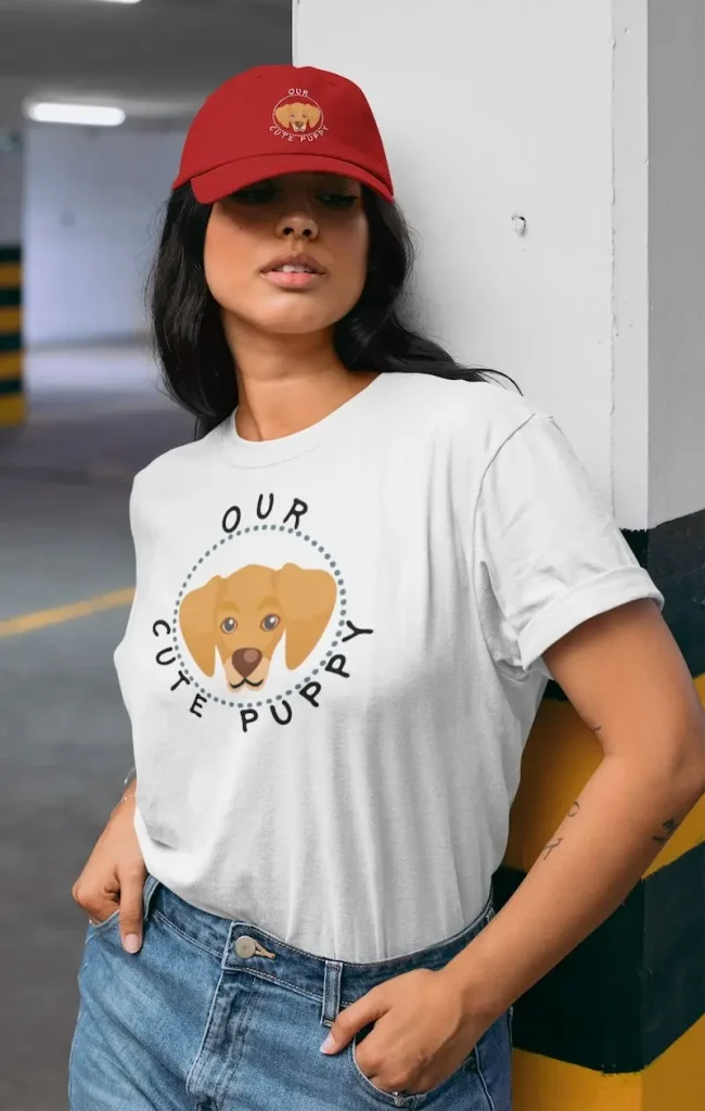 Golden Retriever Dad Hat - Classic Dad Cap 4 Golden Retriever dad hat mockup of a woman in the parking lot
