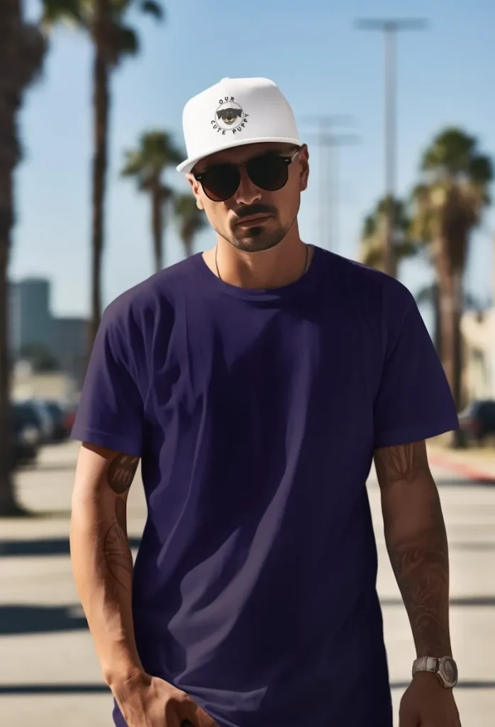 Rottweiler Dad Hat - Classic Dad Cap with Dog Logo 4 Mockup featuring a man wearing a t-shirt and a rottweiler dad hat