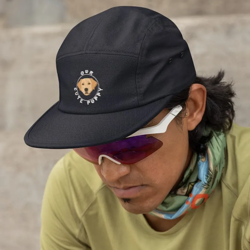 Labrador Dad Hat - Classic Dad Cap 1 Navy Labrador dad hat mockup featuring a man resting after a run