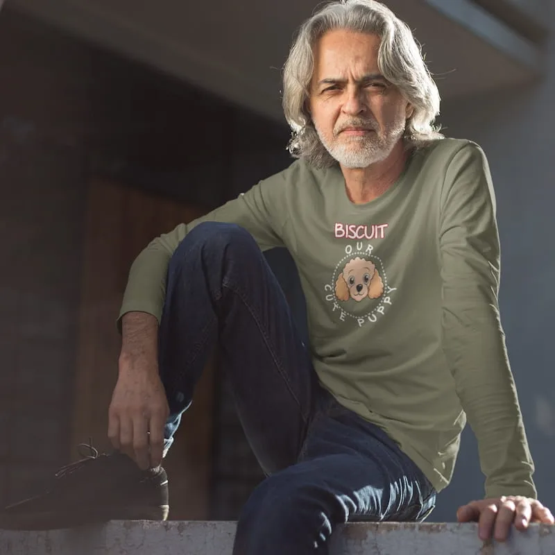 Exclusive Poodle Long-Sleeve Shirt, Unisex 4 A senior bearded man wearing a customized poodle long-sleeve shirt